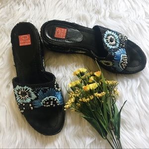 Oscar de la renta vintage beaded mule sandals